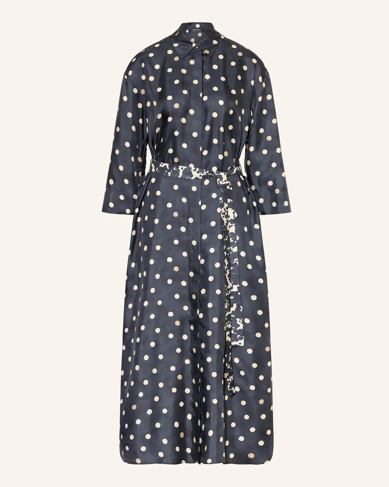 Max Mara Hemdblusenkleid Leva Aus Seide Mit 3/4-Arm blau Dunkelblau