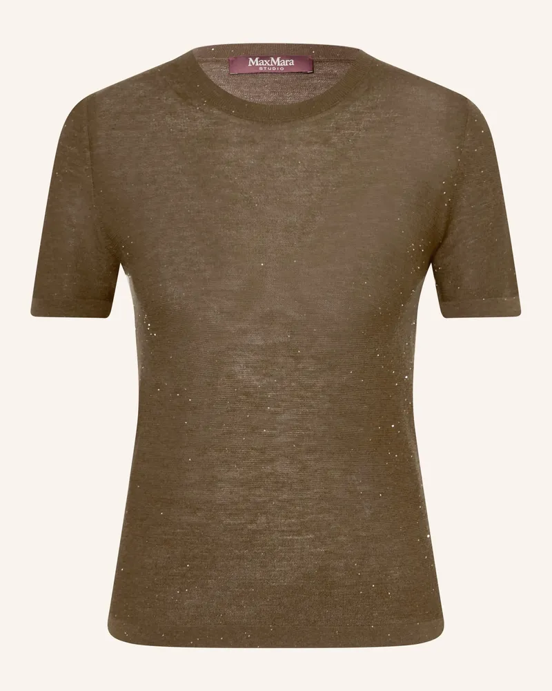 Max Mara Strickshirt LEPRE mit Pailletten Khaki