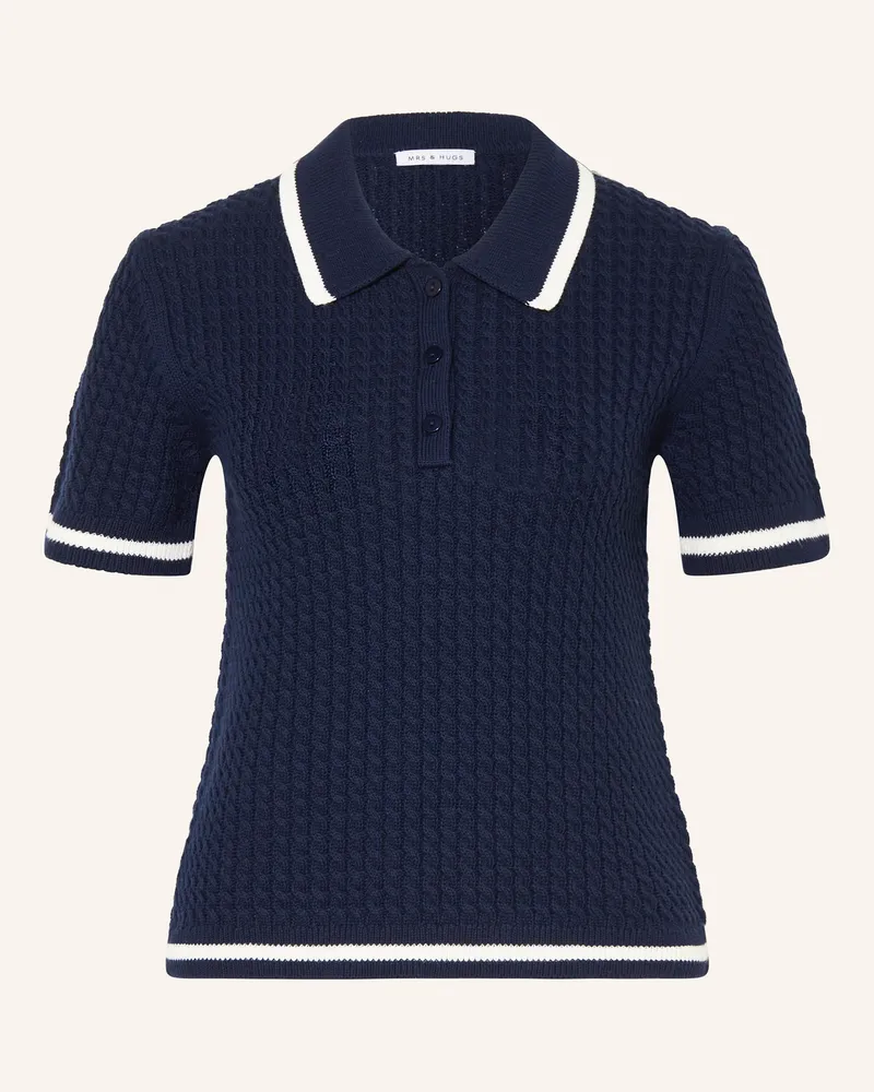Mrs & HUGS Strick-Poloshirt blau Dunkelblau