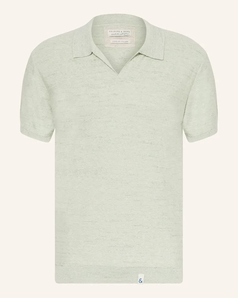 colours & sons Strick-Poloshirt Hellgrün