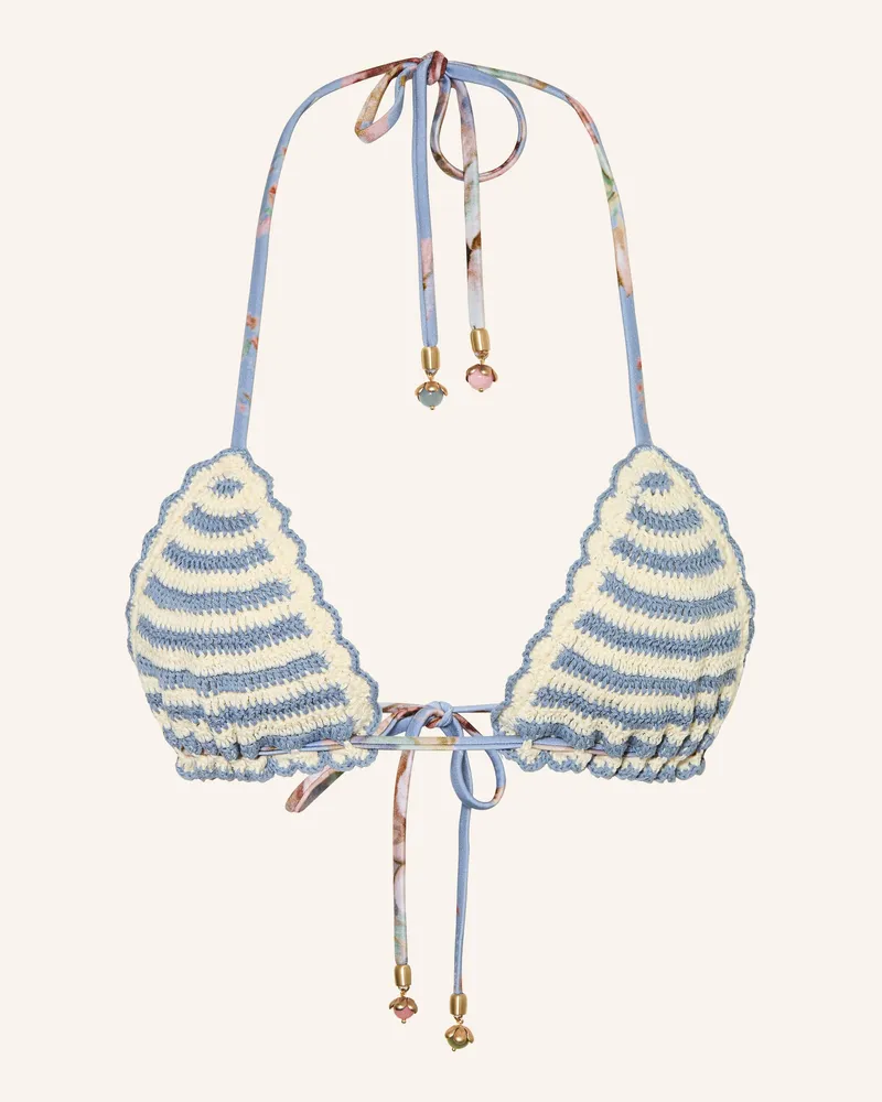 Zimmermann Triangel-Bikini-Top AWAKEN mit Schmuckperlen Hellblau