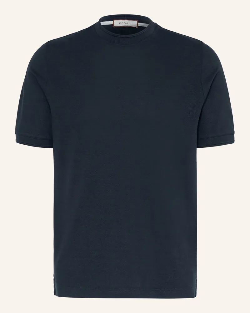 Canali T-Shirt blau Schwarz