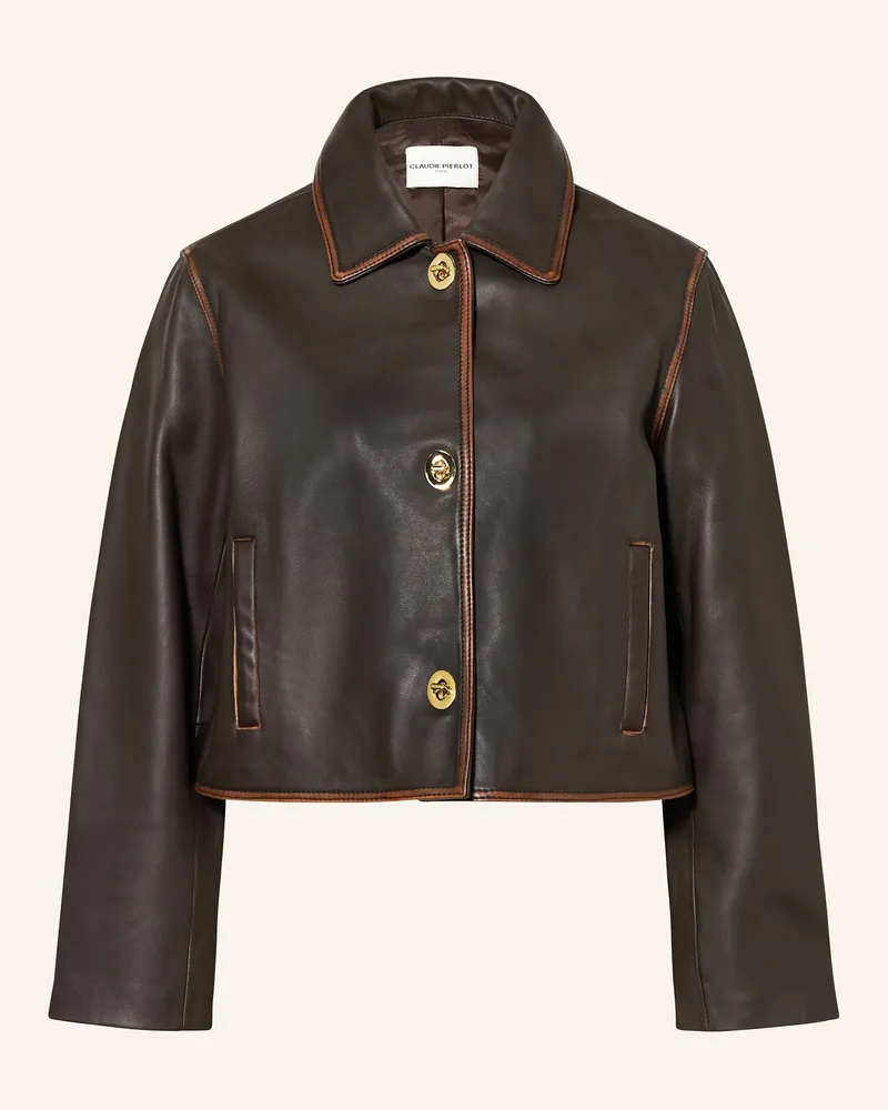 Claudie Pierlot Lederjacke braun Dunkelbraun