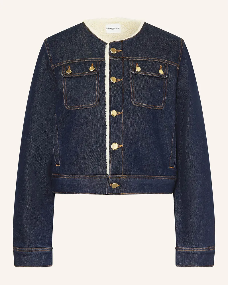 Claudie Pierlot Jeansjacke mit Kunstfell Dunkelblau