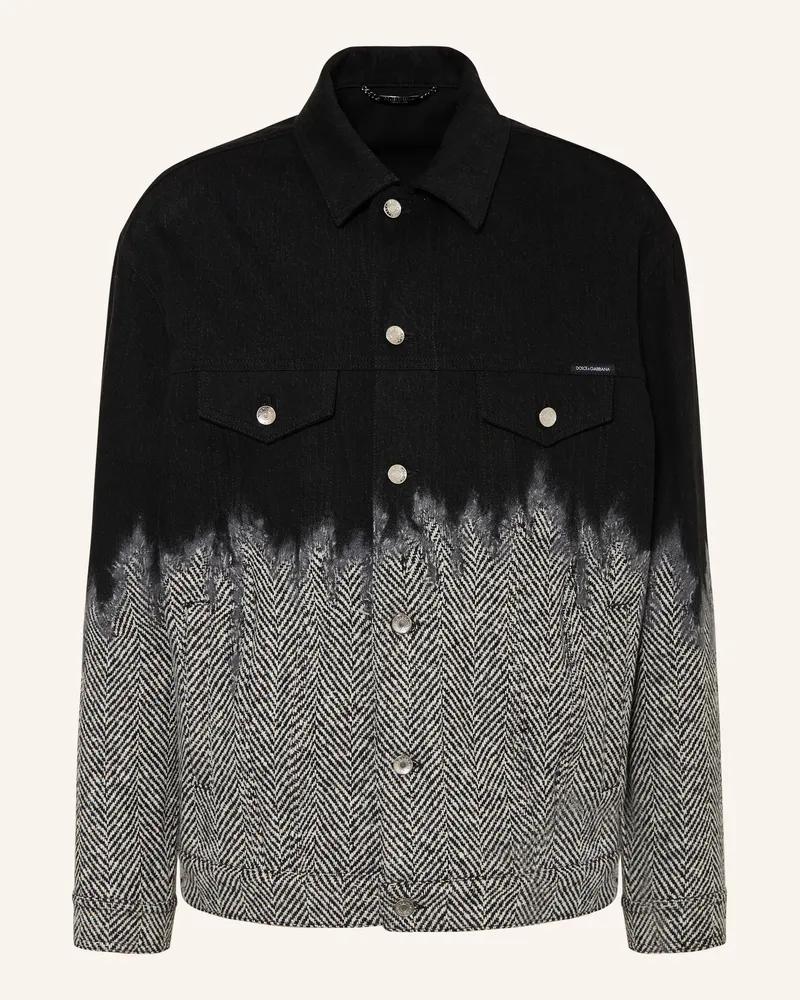 Dolce & Gabbana Jeansjacke Im Materialmix schwarz Schwarz
