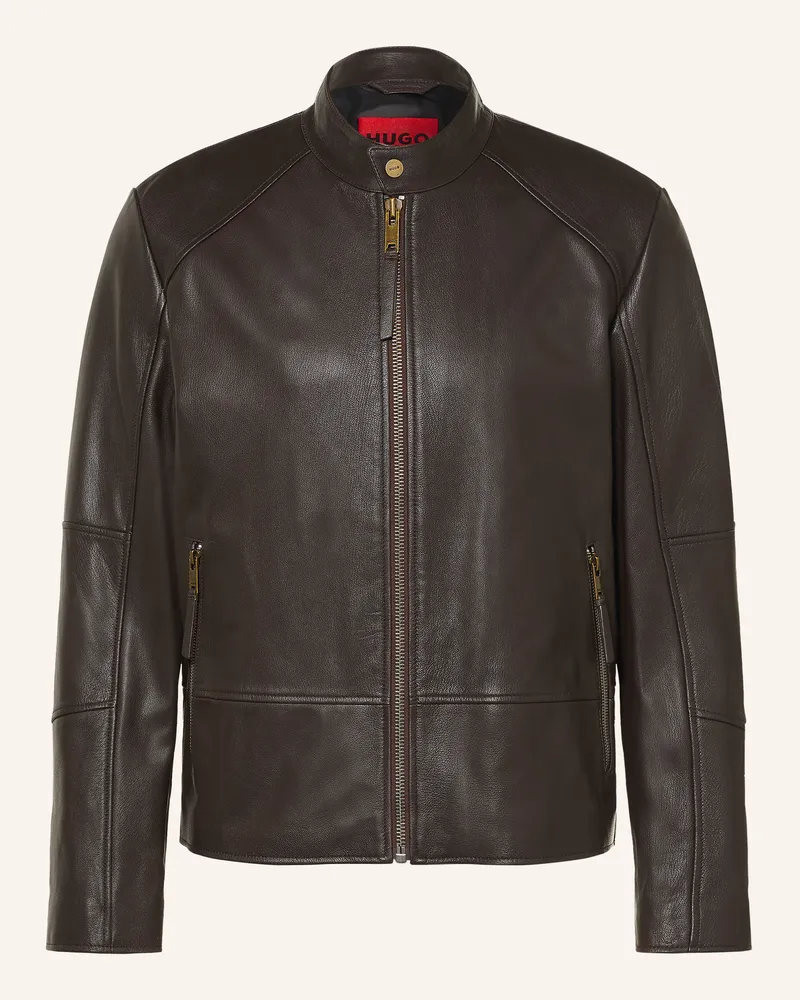 HUGO BOSS Lederjacke Likos braun Dunkelbraun