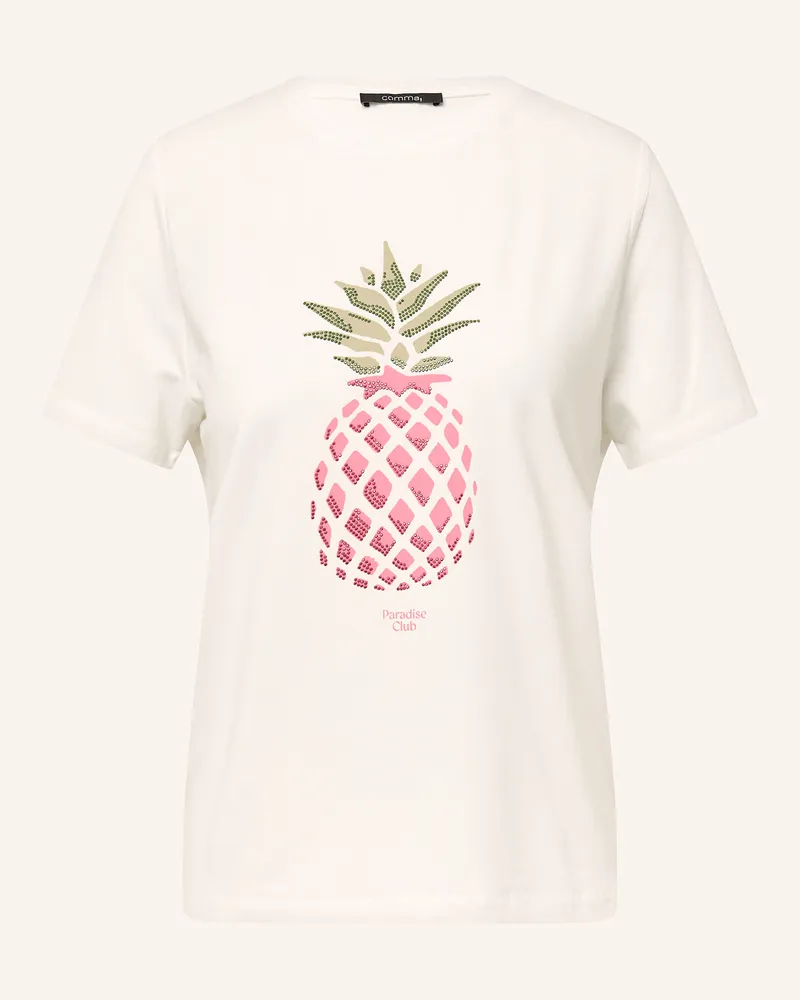 COMMA T-Shirt mit Schmucksteinen Creme