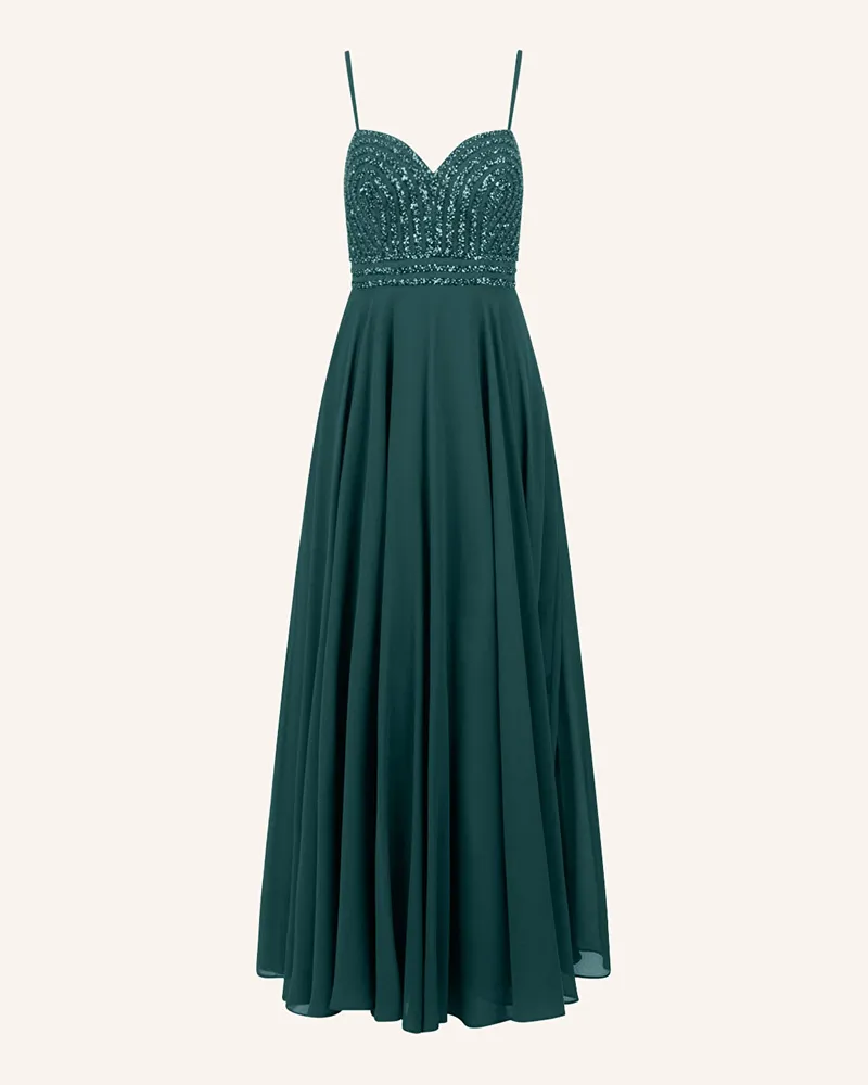 Apart Abendkleid mit Pailletten Dunkelgrün