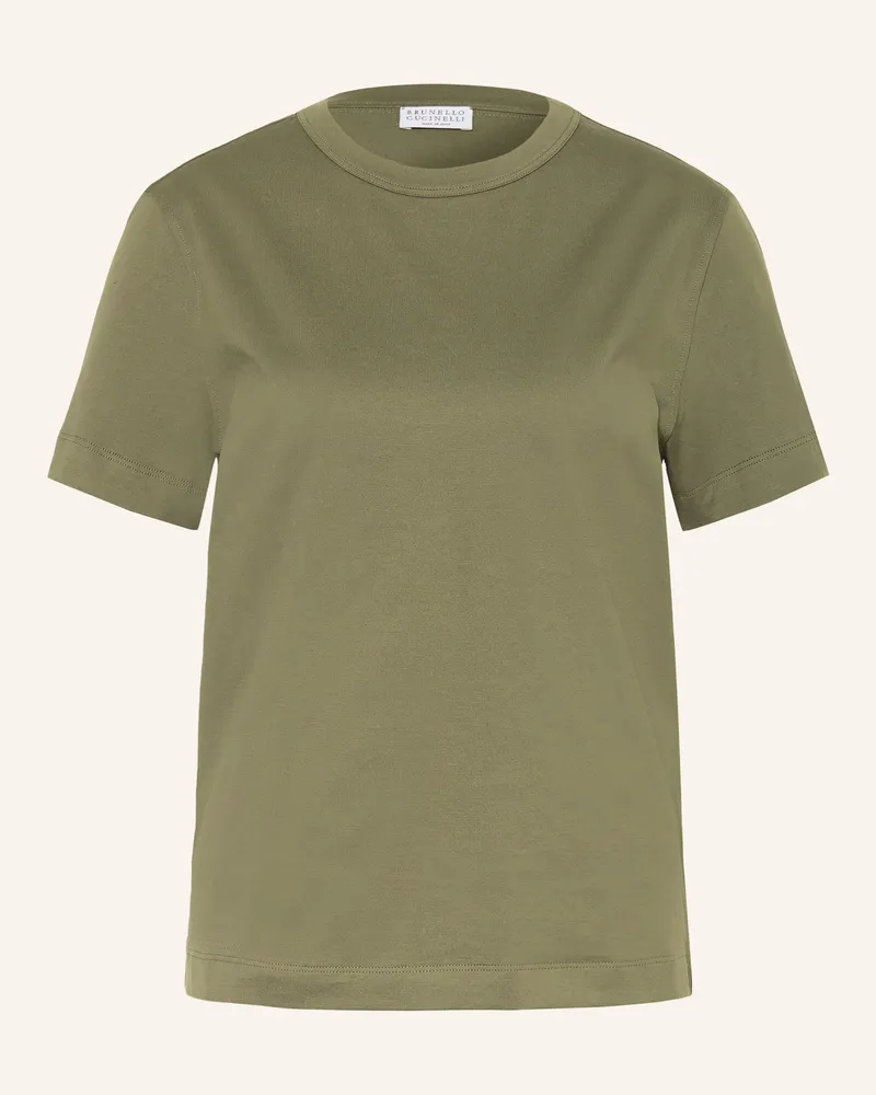 Brunello Cucinelli T-Shirt Mit Schmucksteinen gruen Oliv