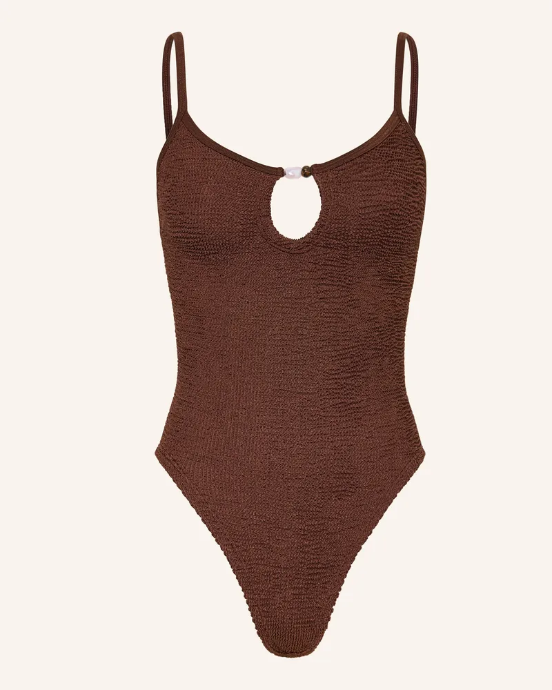 Hunza G Badeanzug Mia Mit Schmuckperlen braun Braun