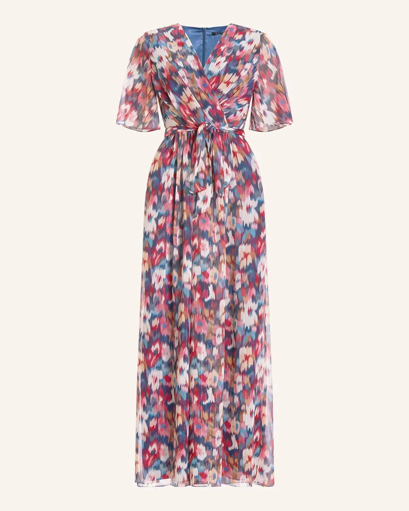 Swing Abendkleid in Wickeloptik mit Glitzergarn Blau