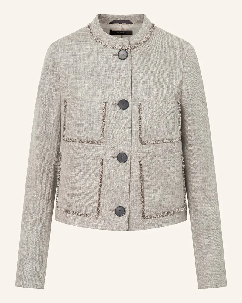 windsor. Kastenjacke mit Leinen Beige
