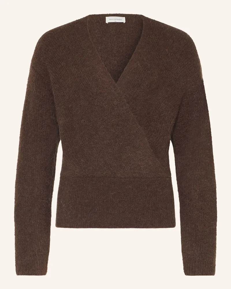MOSS COPENHAGEN Pullover Mschbondie Hope In Wickeloptik braun Dunkelbraun