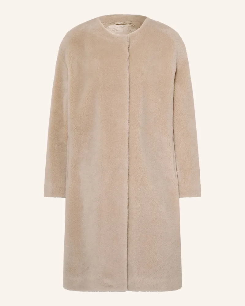 Herno Teddyfell-Mantel beige Hellbraun