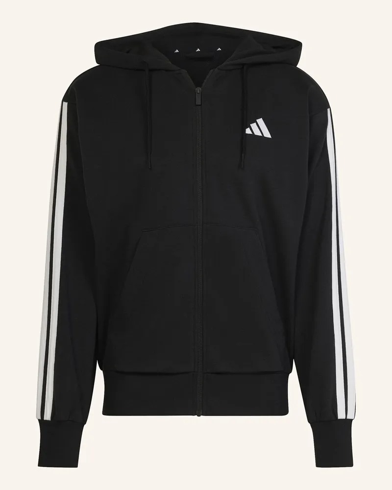 adidas ESSENTIALS 3-STREIFEN FRENCH TERRY KAPUZENJACKE Schwarz