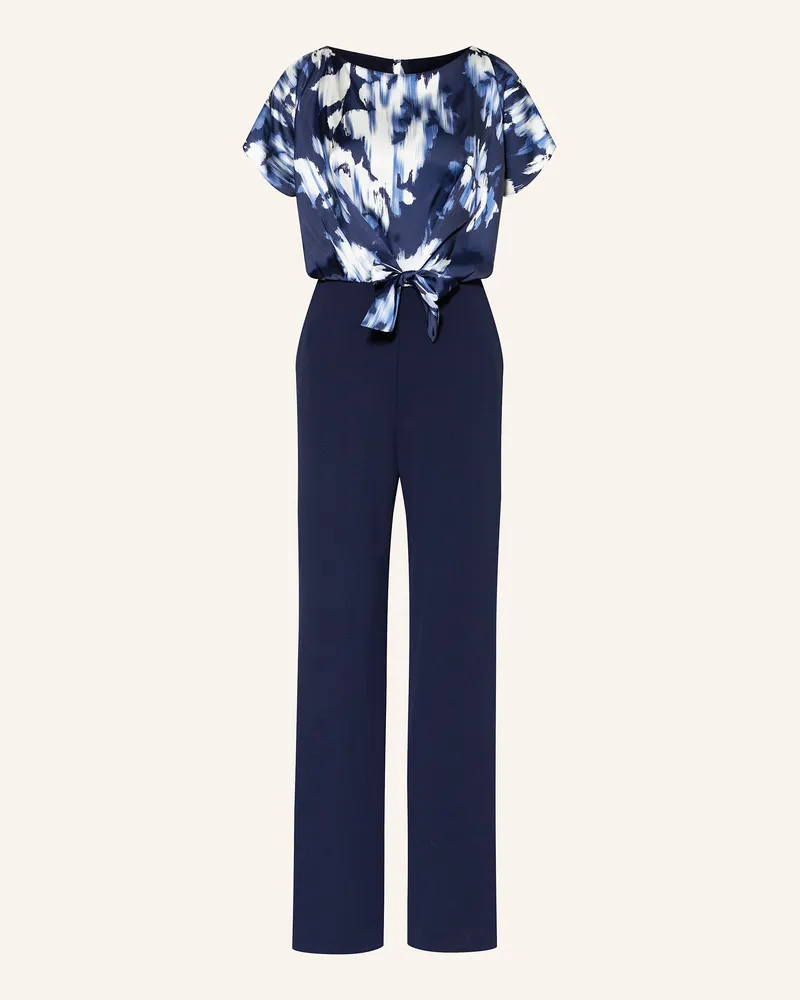 Swing Jumpsuit im Materialmix Dunkelblau