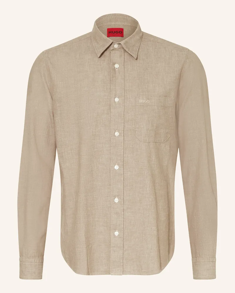 HUGO BOSS Hemd ERMANO Straight Fit Braun