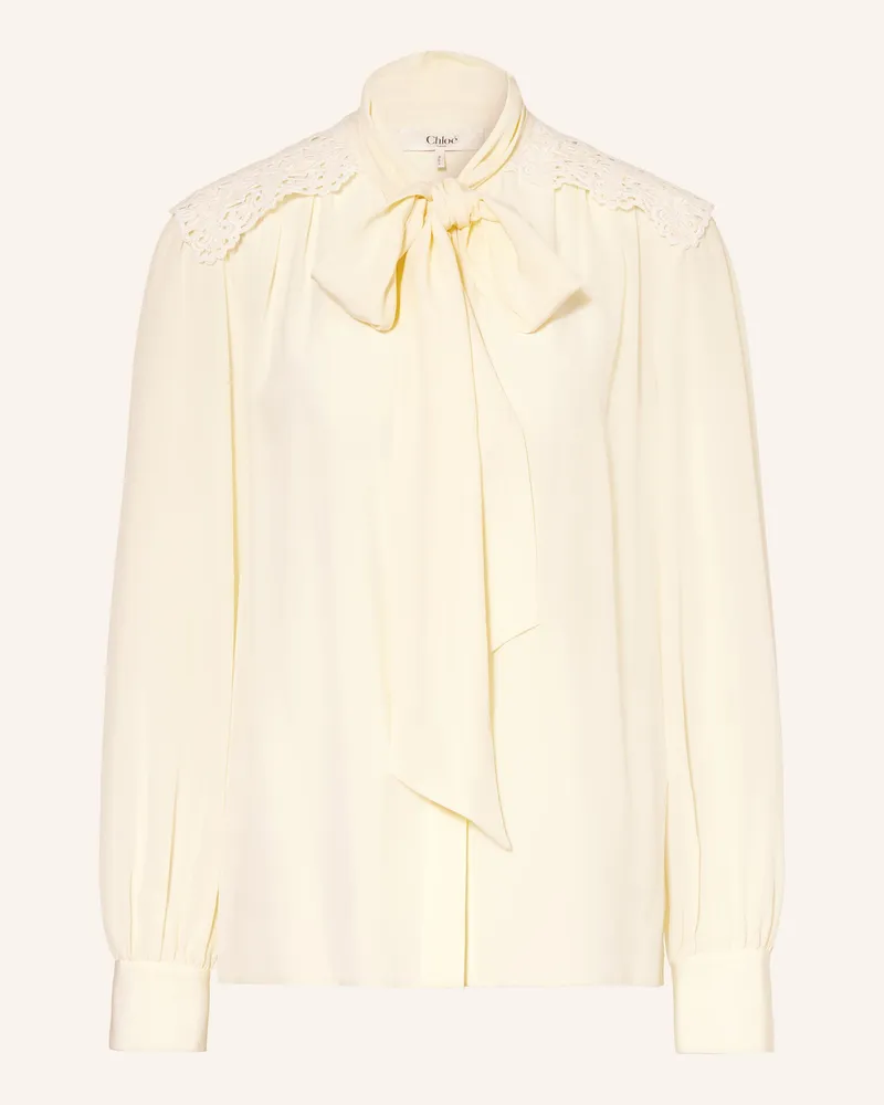 Chloé Schluppenbluse Aus Seide Mit Spitze weiss Weiss