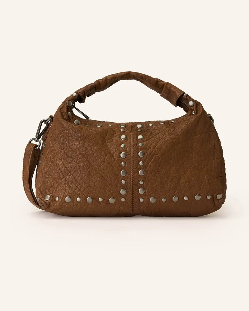 NÚNOO Handtasche DANDY mit Nieten Braun