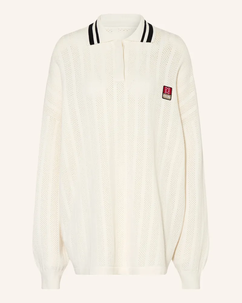 Karo Kauer Strick-Poloshirt weiss Creme