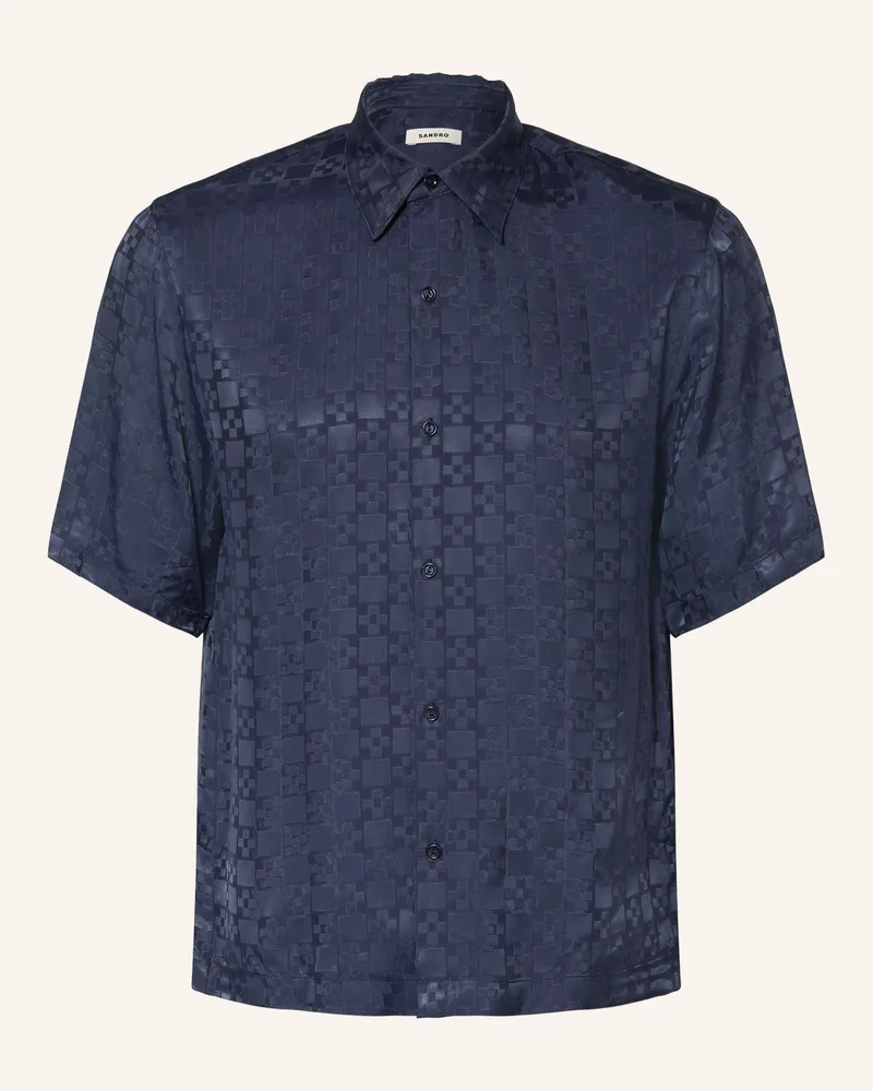 Sandro Kurzarm-Hemd Regular Fit Aus Jacquard blau Dunkelblau