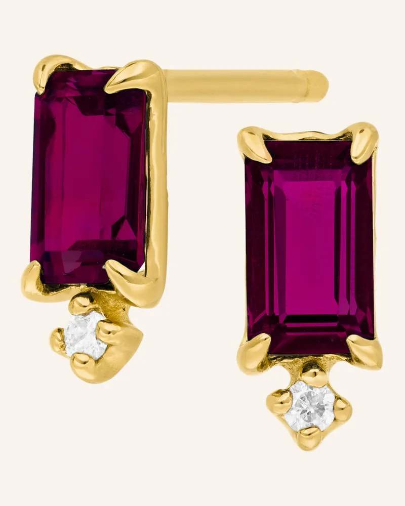 Leaf Ohrstecker Rhodolith Aus 14 Karat Gelbgold gold Gold