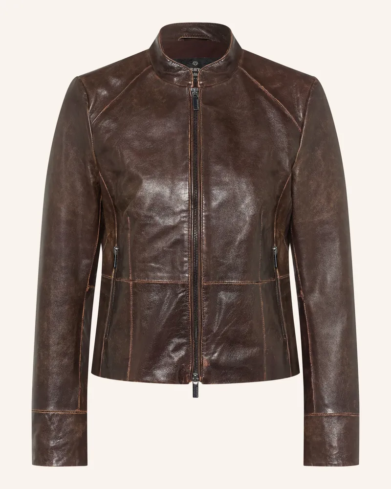 Milestone Lederjacke Mszadie braun Dunkelbraun