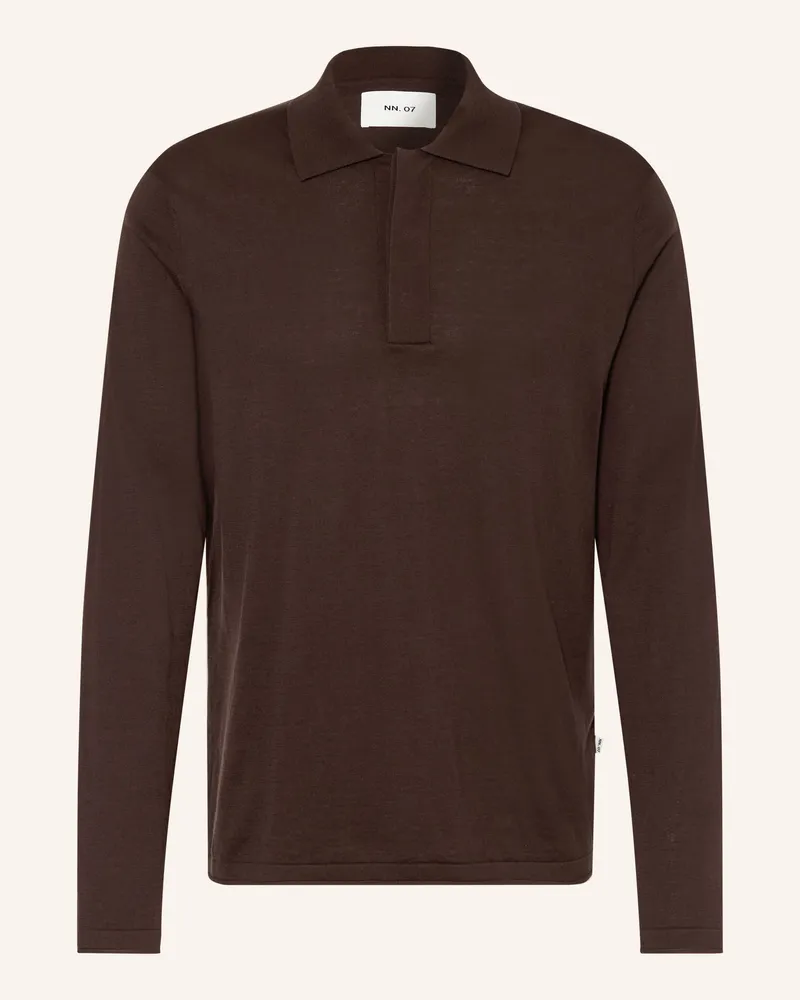 NN 07 Strick-Poloshirt Sammy Mit Seide braun Dunkelbraun