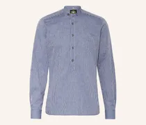 Trachtenhemd Slim Fit Mit Leinen Und Stehkragen blau