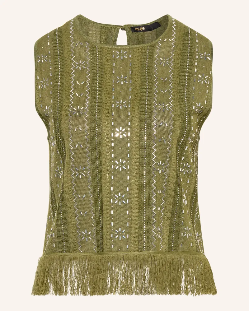 Maje Top Mit Glitzergarn Und Schmucksteinen gruen Oliv