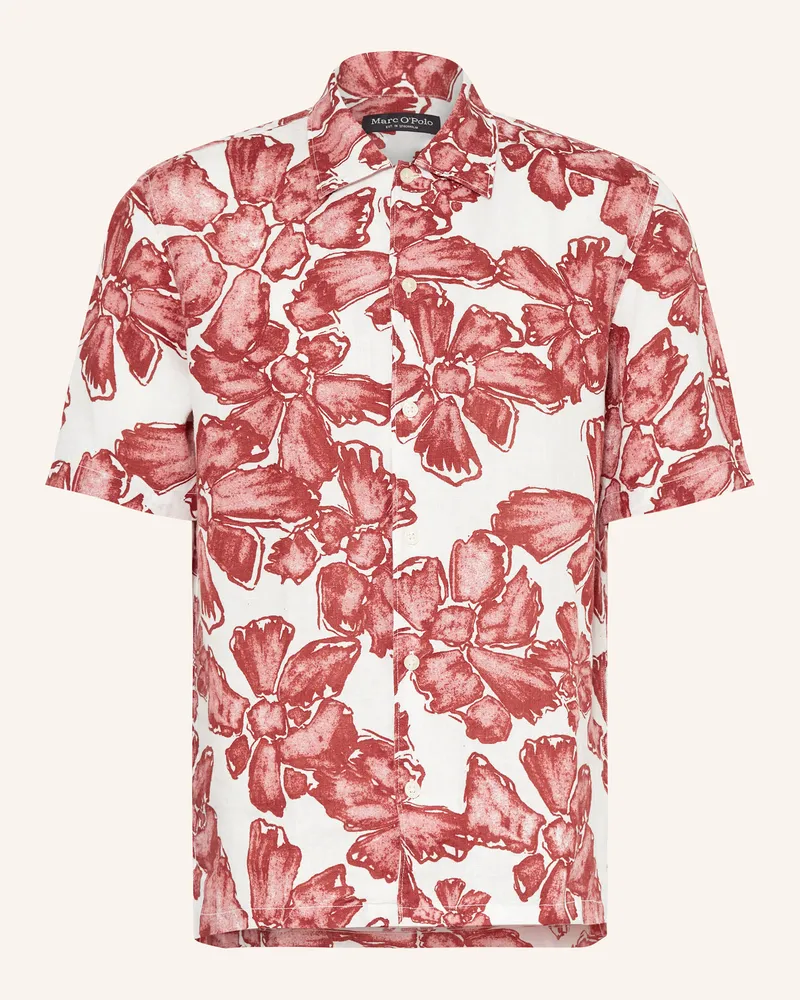 Marc O'Polo Kurzarm-Hemd Regular Fit aus Leinen Dunkelrot