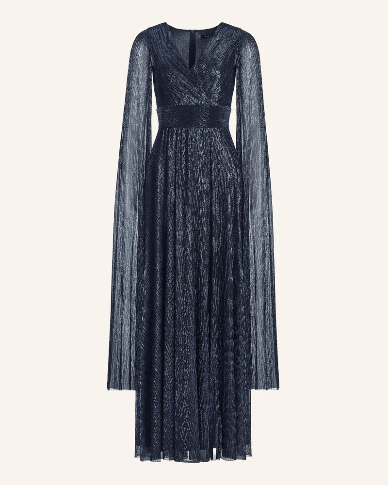 Swing Abendkleid Mit Plissees Und Glitzergarn blau Dunkelblau