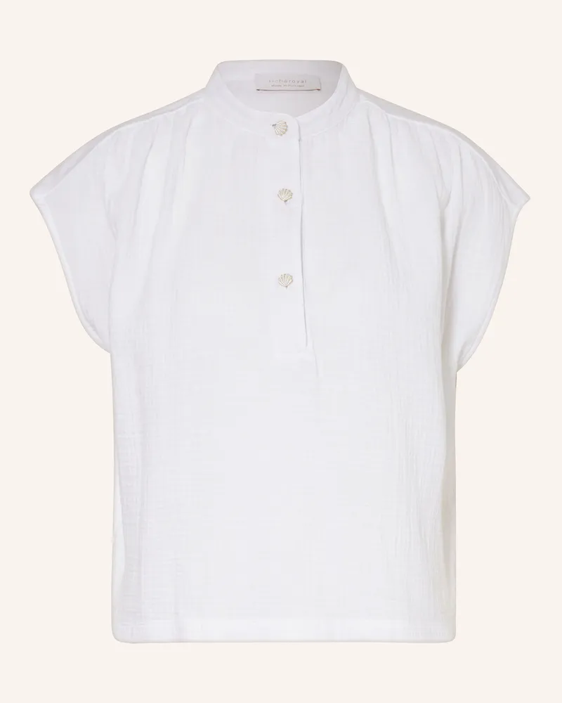 Rich&Royal T-Shirt im Materialmix Weiss