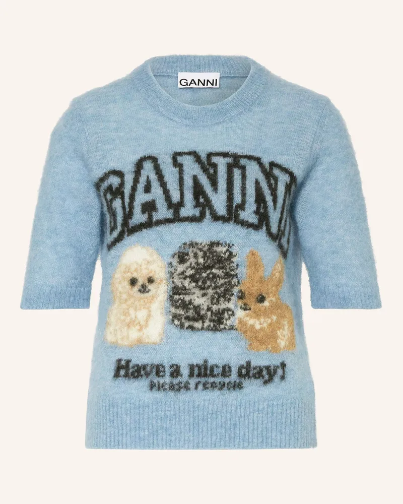 Ganni Strickshirt mit Alpaka Hellblau