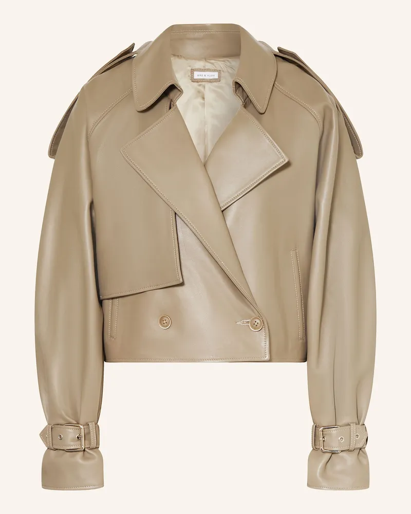 Mrs & HUGS Trench-Jacke aus Leder Taupe