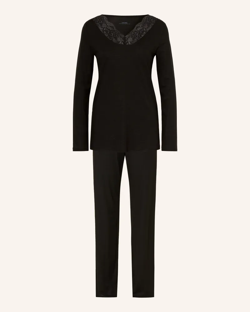 Calida Schlafanzug Elegant Dreams schwarz Schwarz