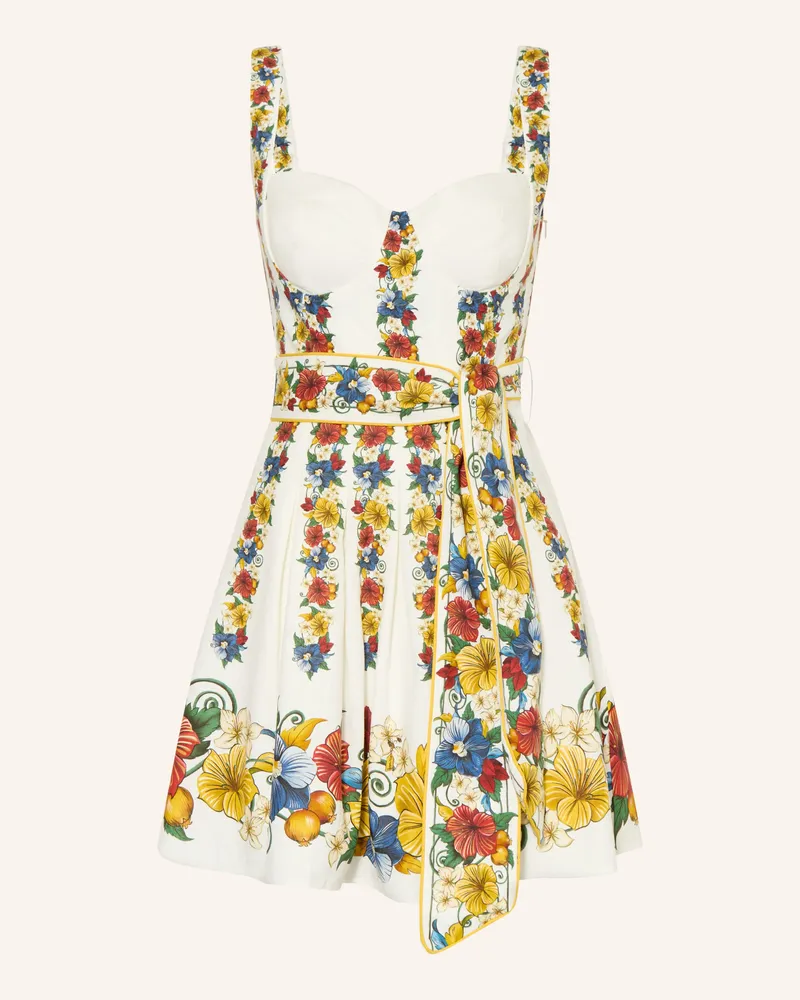 FARM Rio Kleid Tropi Mit Leinen Und Plissees weiss Weiss