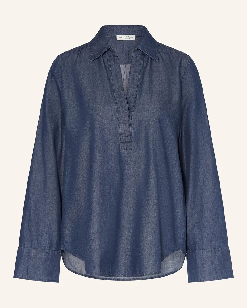 Marc O'Polo Blusenshirt in Jeansoptik Dunkelblau