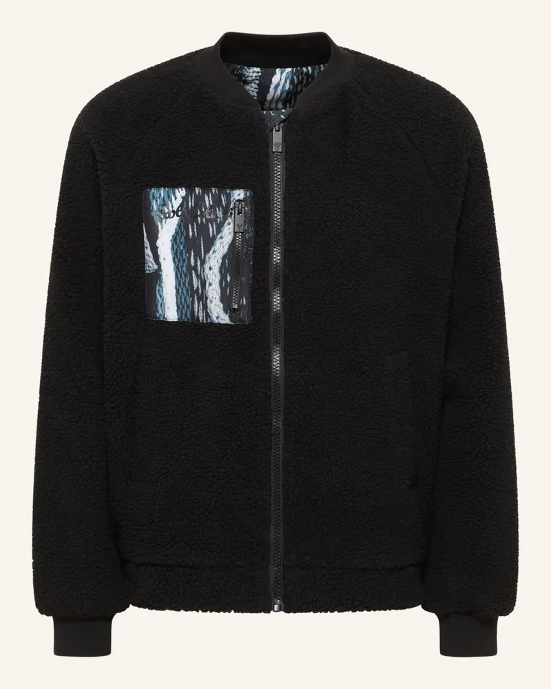 Carlo Colucci Wende Bomber Teddy Jacke - Zoom In Espositello schwarz Schwarz
