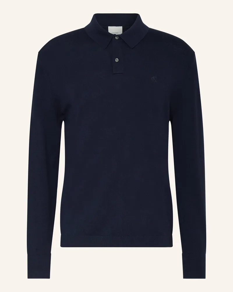 Calvin Klein Strick-Poloshirt blau Dunkelblau