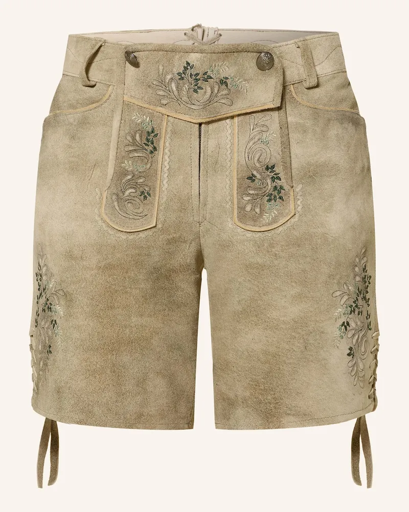 Spieth & Wensky Trachten-Lederhose Flower braun Hellgrün