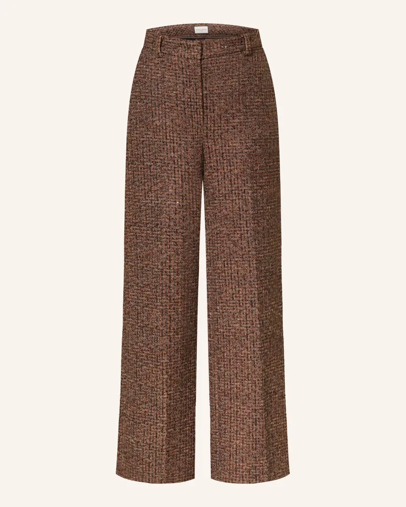 SEDUCTIVE  Marlenehose Domenica Aus Tweed Mit Pailletten braun Dunkelbraun