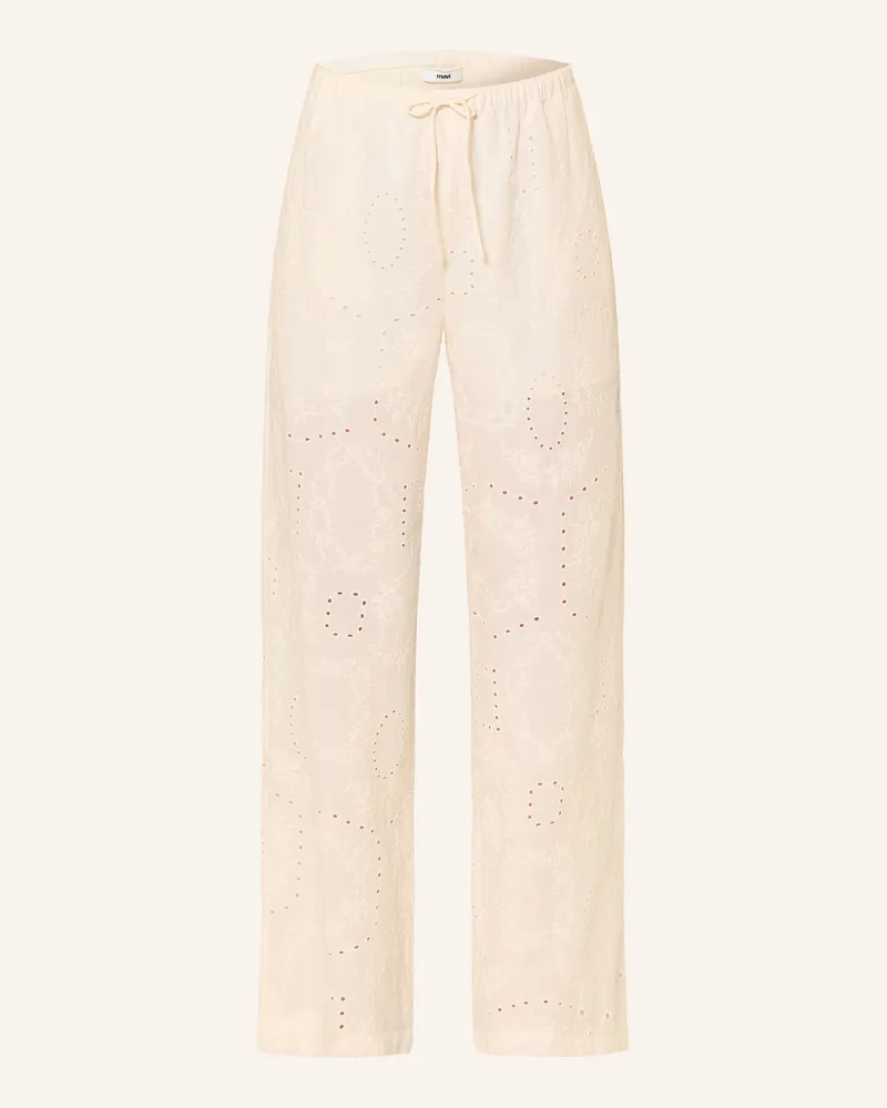 Mavi Jeans Marlenehose Aus Lochspitze weiss Creme