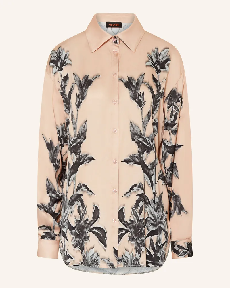 Miss Goodlife Hemdbluse Aus Satin beige Schwarz