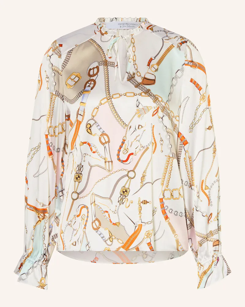 Herzen's Angelegenheit Seidenbluse mit Volants Weiss