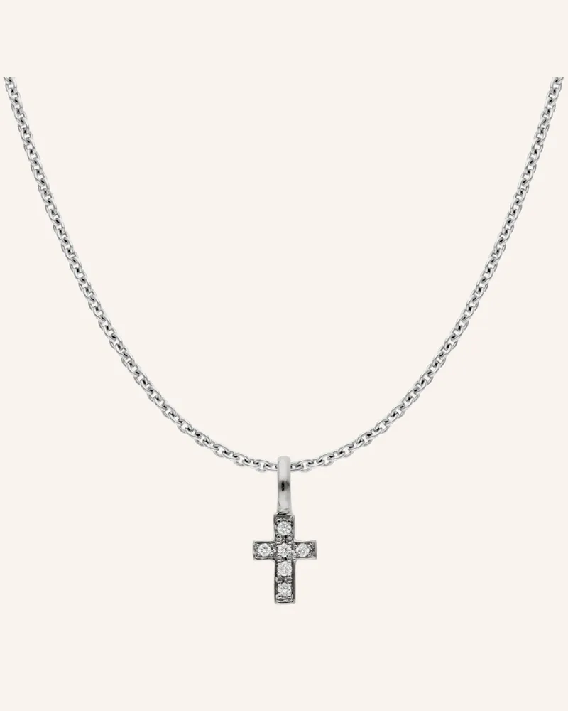 CADA Kette Tiny Turin Cross silber Weissgold
