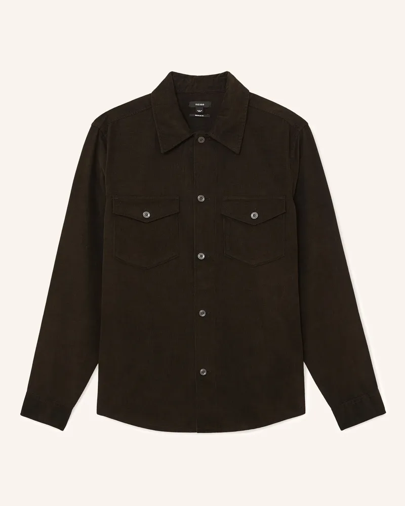 Reiss Cord-Overshirt Kai gruen Oliv