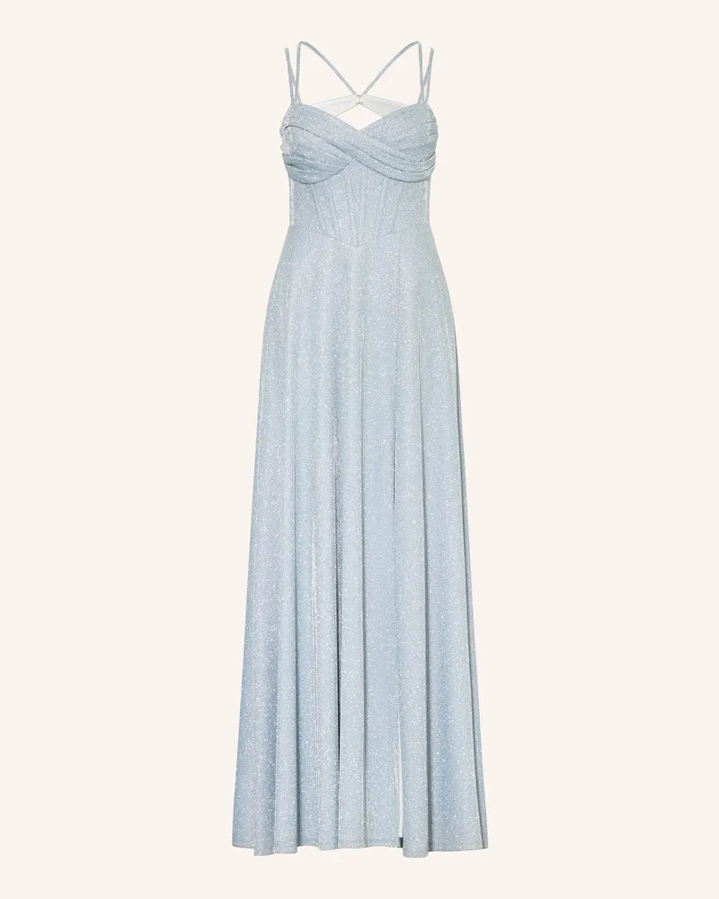 Vera Mont Abendkleid mit Cut-outs und Glitzergarn Blaugrau