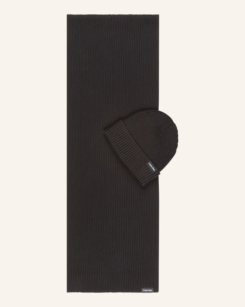 Calvin Klein Set: Schal und Mütze Schwarz