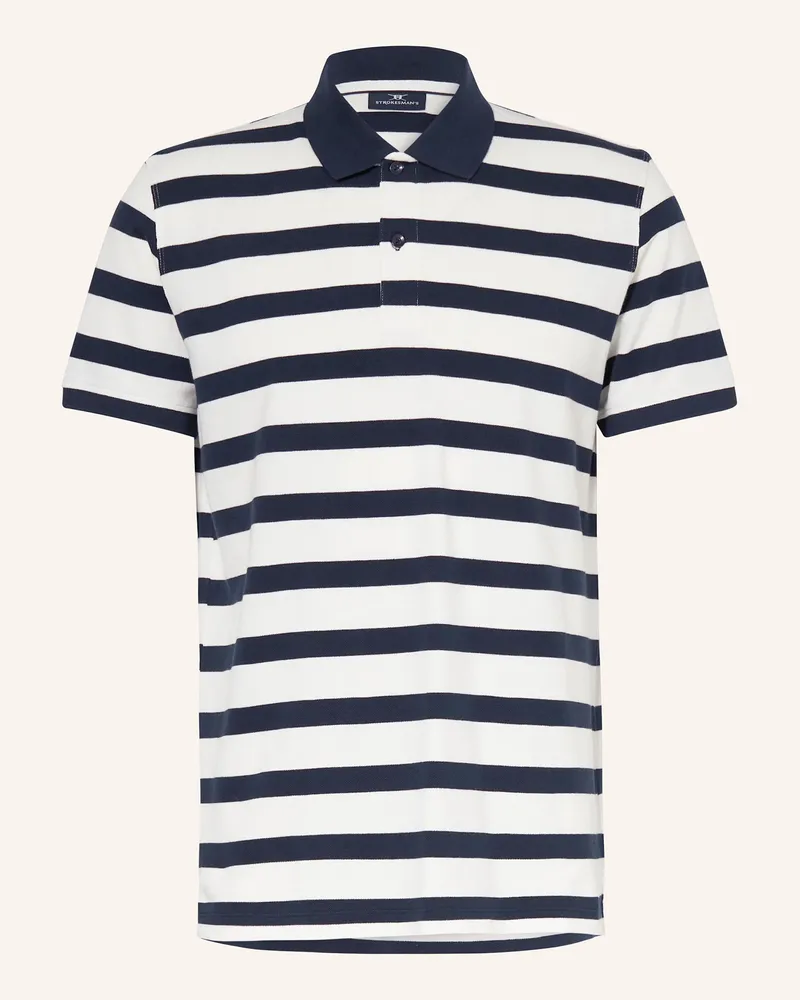 Strokesman's Strokesman Piqué-Poloshirt weiss Dunkelblau